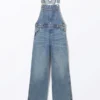 Klassische Latzhose aus Baumwoll-Denim – Frisches Blau – Mittelblau