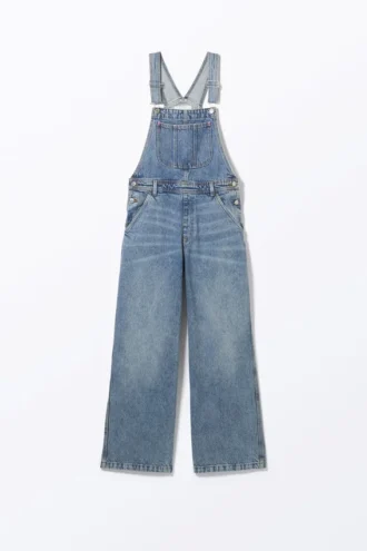 Klassische Latzhose aus Baumwoll-Denim – Frisches Blau – Mittelblau