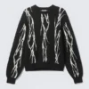 Klassischer Jacquard-Strick-Pullover mit Print – Schwarz – Iced Veins Klassischer Jacquard-Strick-Pullover mit Print – Schwarz – Iced Veins