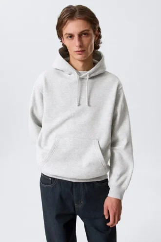 Klassischer Kapuzenpullover – Grau meliert