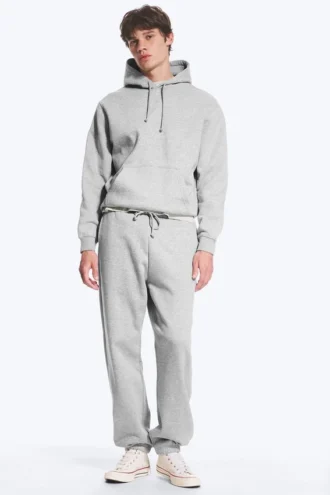 Klassischer Kapuzenpullover – Hellstaubgrau meliert