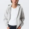 Klassischer Kapuzenpullover mit Reißverschluss – Grau meliert Klassischer Kapuzenpullover mit Reißverschluss – Grau meliert