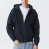 Klassischer Kapuzenpullover mit Reißverschluss – Marineblau Klassischer Kapuzenpullover mit Reißverschluss – Marineblau