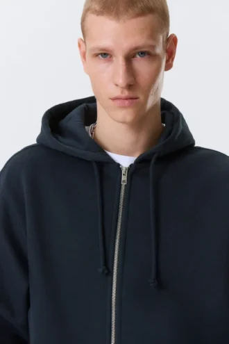 Klassischer Kapuzenpullover mit Reißverschluss – Marineblau