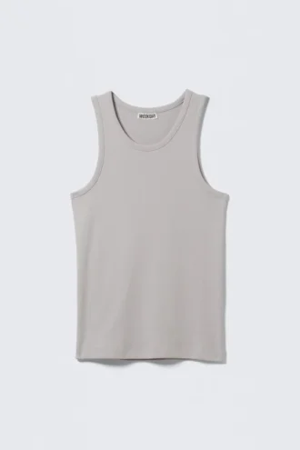 Klassisches geripptes Tanktop – Hellgrau