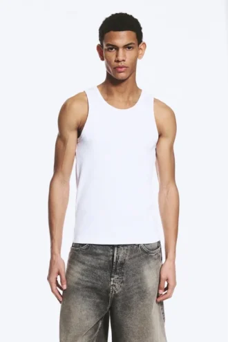 Klassisches geripptes Tanktop – Weiß