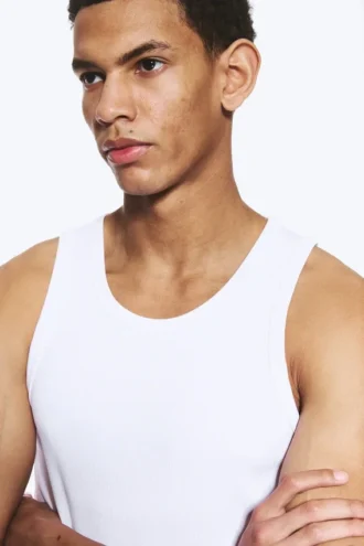Klassisches geripptes Tanktop – Weiß
