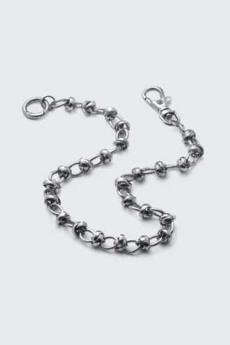 Klobige, geknotete Hosenkette – Silber