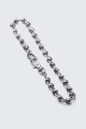 Klobige, geknotete Hosenkette – Silber
