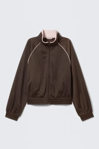 Kontrast-Trainingsjacke – Dunkelbraun