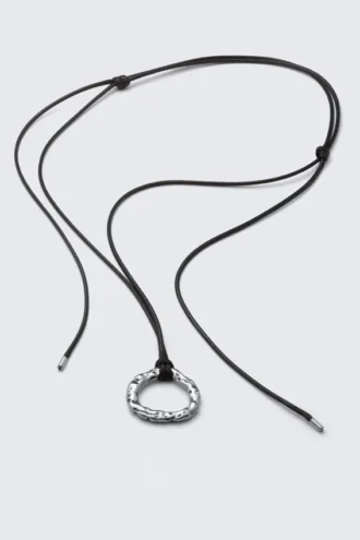 Kordel-Anhänger-Halskette – Silber – Schwarze Kordel Kordel-Anhänger-Halskette – Silber – Schwarze Kordel