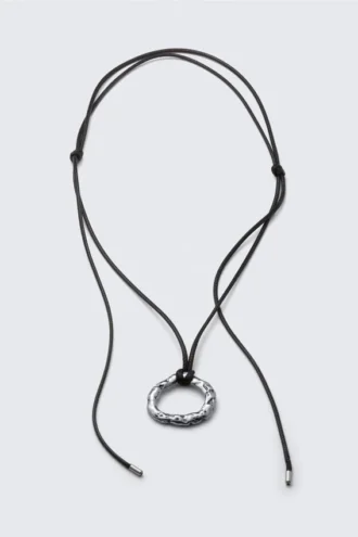 Kordel-Anhänger-Halskette – Silber – Schwarze Kordel Kordel-Anhänger-Halskette – Silber – Schwarze Kordel