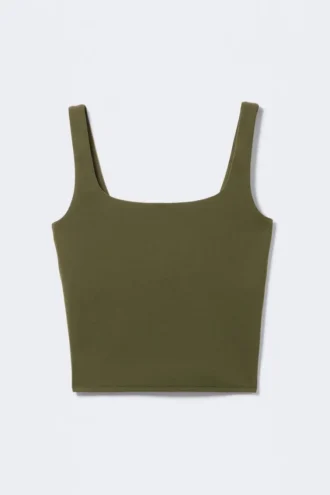 Kropp-Sporttop – Dunkelkhaki-Grün