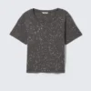 Kürzliches bedrucktes T-Shirt aus geripptem Baumwollstoff – Schwarz – Acid Spray Kürzliches bedrucktes T-Shirt aus geripptem Baumwollstoff – Schwarz – Acid Spray