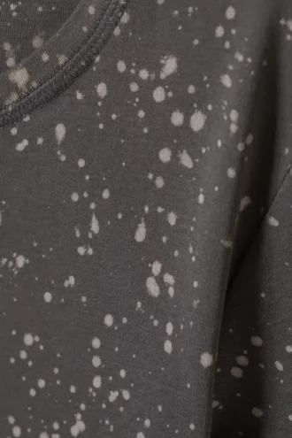 Kürzliches bedrucktes T-Shirt aus geripptem Baumwollstoff – Schwarz – Acid Spray