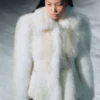 Kunstfell-Peplum-Jacke – Off-White Kunstfell-Peplum-Jacke – Off-White