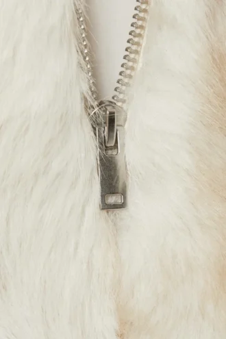 Kunstfell-Reißverschlussjacke – Off-White