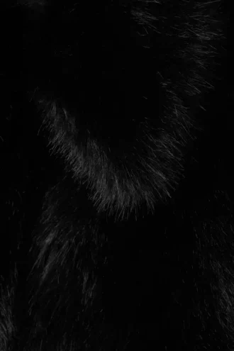 Kunstfell-Reißverschlussjacke – Schwarz