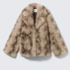 Kunstfelljacke – Beige/Braun mit Leopardenmuster Kunstfelljacke – Beige/Braun mit Leopardenmuster