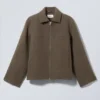 Kurze Jacke aus Wollmischung – Dunkelbraun Kurze Jacke aus Wollmischung – Dunkelbraun