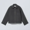 Kurze Jacke aus Wollmischung – Dunkelgrau meliert Kurze Jacke aus Wollmischung – Dunkelgrau meliert