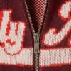 Kurze Jacquard-Strickjacke mit Reißverschluss – Dunkelrot – Leicht sportlich Kurze Jacquard-Strickjacke mit Reißverschluss – Dunkelrot – Leicht sportlich