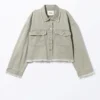 Kurze, kastenförmige Twill-Jacke – Khaki-Grün Kurze, kastenförmige Twill-Jacke – Khaki-Grün