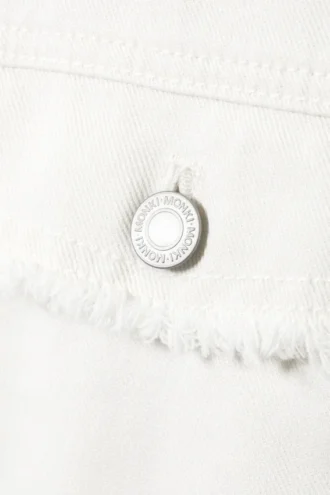 Kurze, kastenförmige Twill-Jacke – Weiß