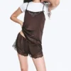Kurze Satin-Spitzen-Shorts – Dunkelbraun Kurze Satin-Spitzen-Shorts – Dunkelbraun