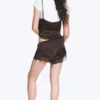 Kurze Satin-Spitzen-Shorts – Dunkelbraun Kurze Satin-Spitzen-Shorts – Dunkelbraun