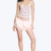 Kurze Satin-Spitzen-Shorts – Hellstaubiges Pfirsich Kurze Satin-Spitzen-Shorts – Hellstaubiges Pfirsich