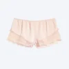 Kurze Satin-Spitzen-Shorts – Hellstaubiges Pfirsich Kurze Satin-Spitzen-Shorts – Hellstaubiges Pfirsich