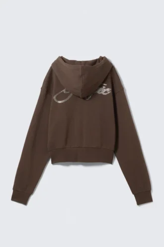 Kurzer Kapuzenpullover mit Reißverschluss – Dunkelbraun – Magic