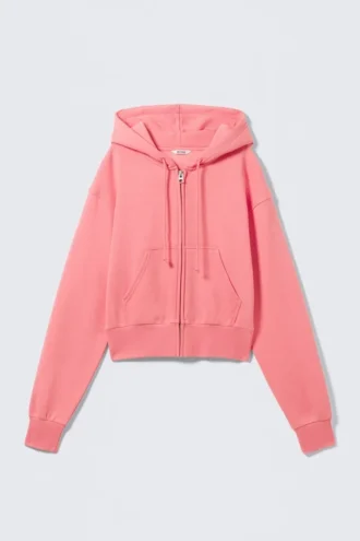Kurzer Kapuzenpullover mit Reißverschluss – Rosa – Magic