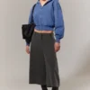 Kurzer, kastenförmiger Kapuzenpullover mit Reißverschluss – gewaschenes Blau Kurzer, kastenförmiger Kapuzenpullover mit Reißverschluss – gewaschenes Blau