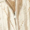 Kurzer Pointelle-Strick-Kapuzenpullover mit Reißverschluss – Off-White Kurzer Pointelle-Strick-Kapuzenpullover mit Reißverschluss – Off-White