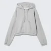 Kurzer Pyjama-Kapuzenpullover aus Frottee – Grau meliert Kurzer Pyjama-Kapuzenpullover aus Frottee – Grau meliert