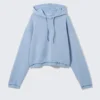 Kurzer Pyjama-Kapuzenpullover aus Frottee – Staubblau Kurzer Pyjama-Kapuzenpullover aus Frottee – Staubblau