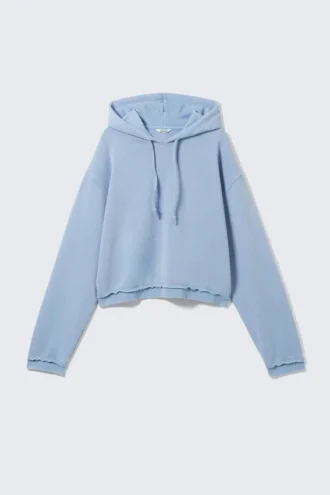 Kurzer Pyjama-Kapuzenpullover aus Frottee – Staubblau