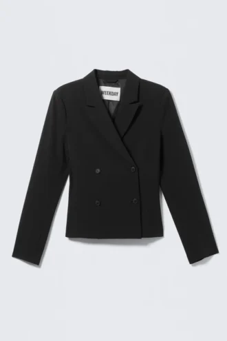 Kurzer, taillierter Blazer – Schwarz
