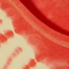 Kurzes bedrucktes T-Shirt aus gerippter Baumwolle – leuchtend rotes Tie-Dye Kurzes bedrucktes T-Shirt aus gerippter Baumwolle – leuchtend rotes Tie-Dye