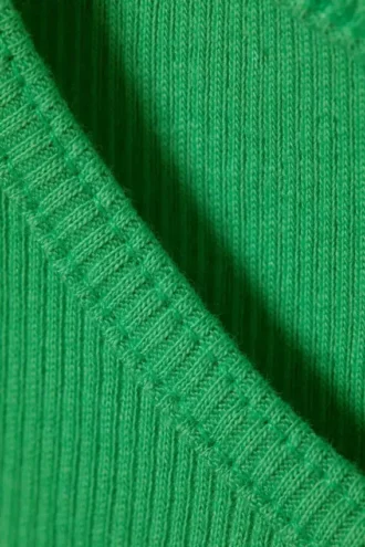 Kurzes, geripptes Baumwoll-Tanktop – Hellgrün