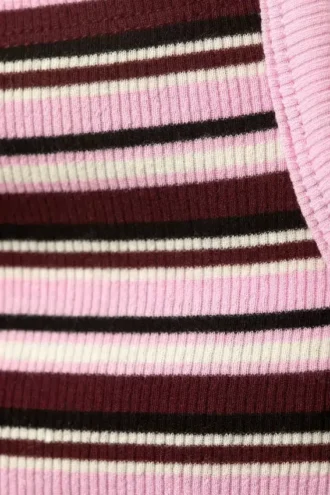 Kurzes geripptes Tanktop – dunkelrote Streifen