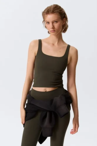 Kurzes Sport-Top – Dunkelbraun