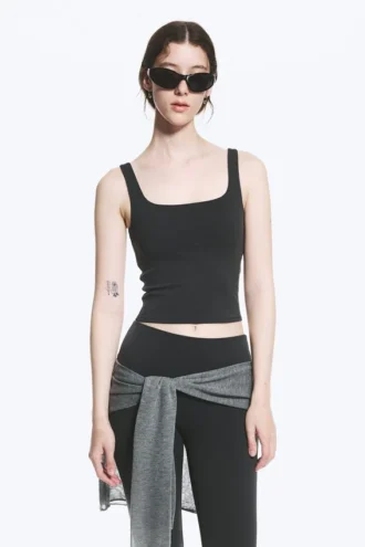 Kurzes Sporttop – Dunkelgrau