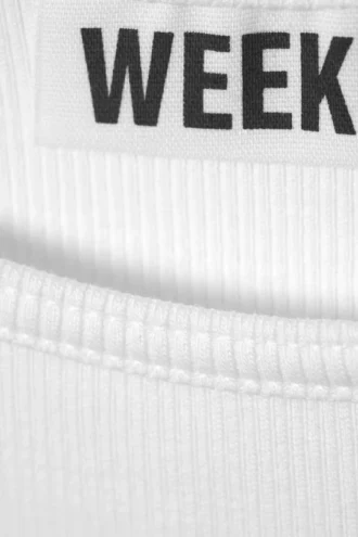 Kurzes Tanktop aus gerippter Baumwolle – Weiß