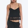 Kurzes Top mit Spitzenbesatz – Schwarz Kurzes Top mit Spitzenbesatz – Schwarz