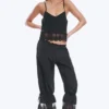 Kurzes Top mit Spitzenbesatz – Schwarz Kurzes Top mit Spitzenbesatz – Schwarz