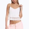 Kurzes Top mit Spitzenbesatz – Weiß Kurzes Top mit Spitzenbesatz – Weiß
