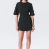 Kurzärmeliges Baumwoll-Minikleid – Schwarz Kurzärmeliges Baumwoll-Minikleid – Schwarz